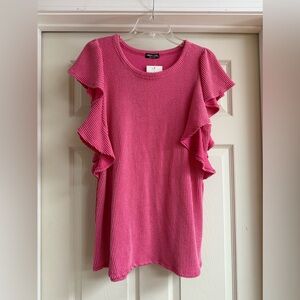 NWT - Pink Ruffle Sleeve Top